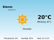 El temps avui 15 de Abril de 2026 a Blanes segons l’AEMET