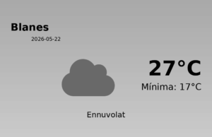 AEMET: El temps per a Blanes – 22 de Maig de 2026