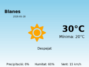 El temps avui 28 de Maig de 2026 a Blanes segons l’AEMET