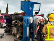 Sant Hilari Sacalm, escenari d’un aparatós accident amb un camió tombat