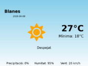 El temps avui 8 de Juny de 2026 a Blanes segons l’AEMET