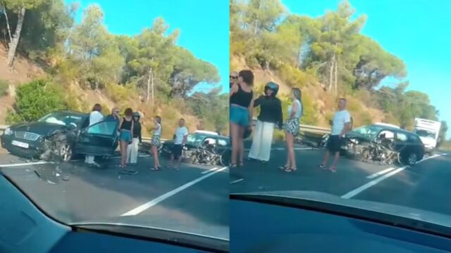 Imatge del moment posterior de l'accident als Pinars (via xarxes socials)