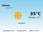 Previsió de l’AEMET a Blanes avui 8 de Juliol de 2026
