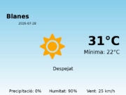 AEMET: El temps per a Blanes – 28 de Juliol de 2026