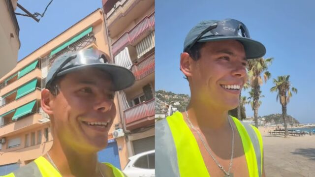 Imatges de l'Hugo Bravo corrent per Blanes (via xarxes socials)
