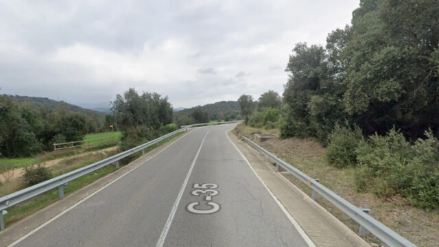 Imatge de la zona de l'accident a la C-35 (Maçanet de la Selva)